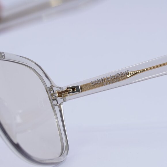 Saint Laurent SL545 002 Sunglasses Beige Aviator Frame, Light Yellow Lenses - Picture 9 of 13